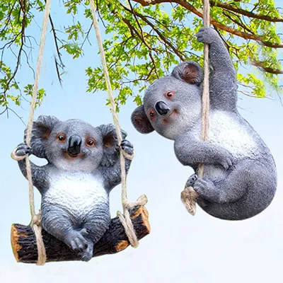 Cute Swing Koala Bear Statue Life-Size Resin Animal for Home & Garden Decoration Polyresin Material for Yard Ornament