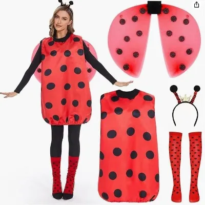 Halloween Performance Adult Costume Set In-Stock Red and Black Animal Wings Outfit Party COS Game Props