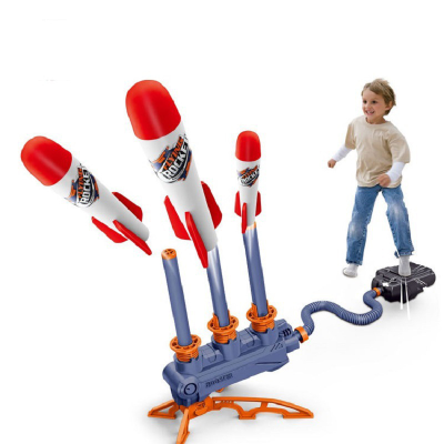 Hot Selling Set EVA Foam Rocket Launcher for Kids 2 in 1 Rocket Launch Toys for Child Pedal Model Rocket Launching