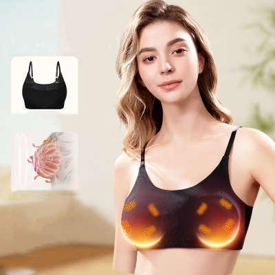 USB Breast Massager with 6 Massage Heads Infrared Heating & Vibration Bra Healthcare Chest Enlargement Stimulator