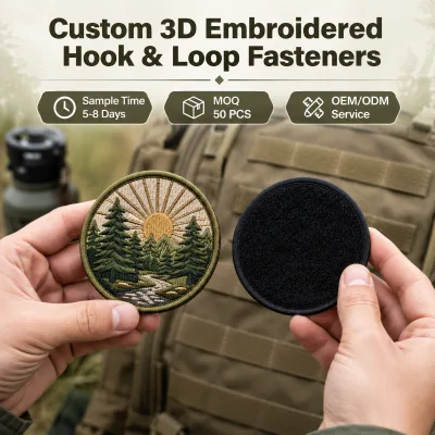 Wholesale Custom 3D Embroidered Patch Hook and Loop Fastener Tactical Backpack Badge for Outdoor Adventure Bulk Buy