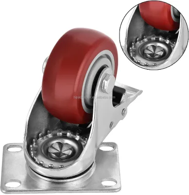 Smooth Swivel Rubber Heavy Duty Brake PU Caster Wheels for Furniture Coastguard Approved