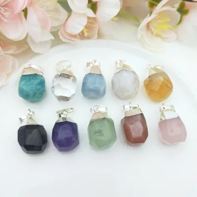 Multi Raw Stones Natural Rough Crystal Quartz Necklace Pendant Classic Bohemian Style Irregular Cut Citrine Rose Quartz Charms