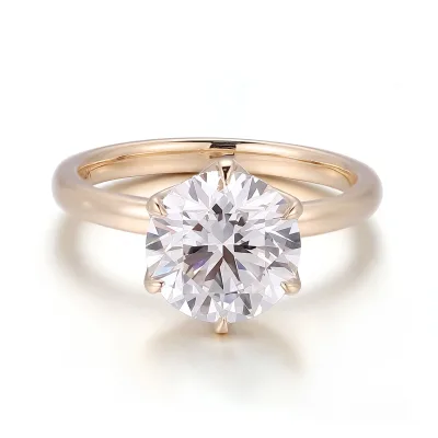 Hot Selling 14K Soild Yellow Gold TulipSetting 3 Carat Lab Grown Diamond Solitaire for Wedding Proposals and Jewelry Rings
