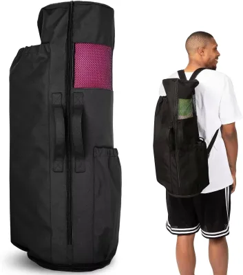Unisex Adjustable Strap Polyester Yoga Mat Bag with Zipper Closure Pockets for Mats & Blocks-Workout Accessories Carrier