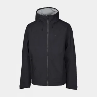 Men Full Zip Waterproof Breathable Hooded Rain Jacket With Adjustable Hood and Zipper Side Pockets