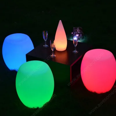 LED Cube Color-Changing Plastic Drum Stool Modern Design Leisure Chair for Home Office Living Room Hotel Outdoor Events