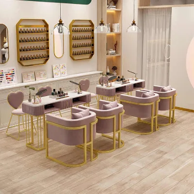 Oem Modern Minimalist Style Rock Plate Manicure Table and Chair Set for Nail Salon Beauty Store Massage Store