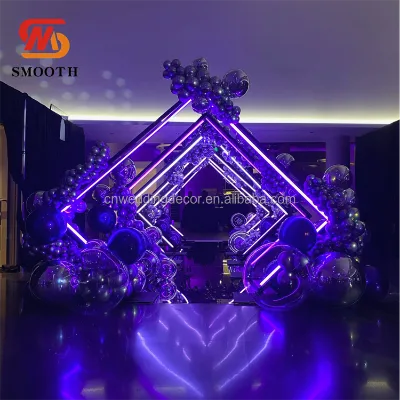 Wedding Mall Venue Decoration LED Electrical Entrance Metal Arch for Walkway Stage Decoration