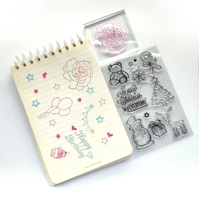 Merry Christmas Clear Stamp Set Silicone Greeting Stamps Transparent Stamp Cradts for Card Making Decoration