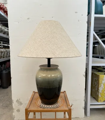 Wabi Sabi Style Ceramic Table Lamp Living Room Coffee Table Gray Oversized Decorative Desk Lamp Japanese Retro Lighting Fixture