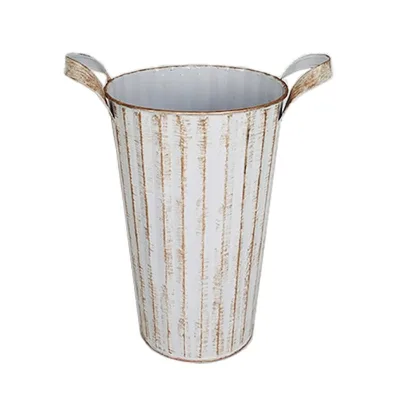 Garden Decoration Vintage Galvanized Metal Bucket Flower Vase With Handle