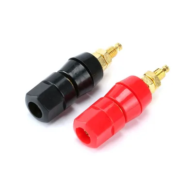 1pair Black Red Terminals Red Black Connector Amplifier Terminal Binding Post Banana Speaker Plug Jack Adapter Socket