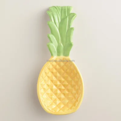 Kitchenware Painting Pineapple Shape Ceramic Spoon Rest for Home Stoneware Printing ODM Design