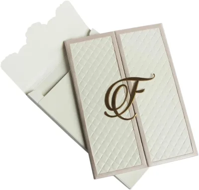 Customized Hardcover Wedding Invitations Envelope Elegant Beige Blush Pink with Personalized Print RSVP Directions Cards