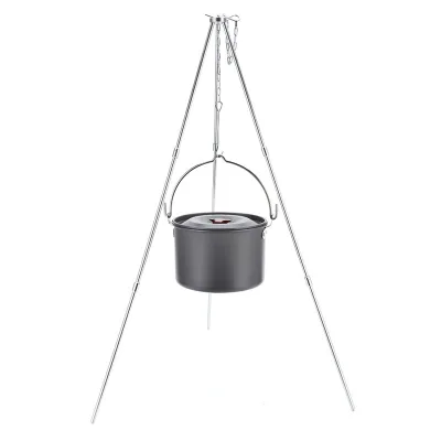 Outdoor Aluminum Alloy Tripod Grilling Set with Cooking Grate Campfire Rack Stent Camping Grill Roast with Oxford Bag