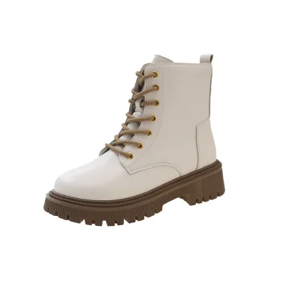 Autumn and Winter New Martin Boots Women's Retro Lace up Short Boots Women's Thick Bottom Thick Heel Short Ankle Boots Children