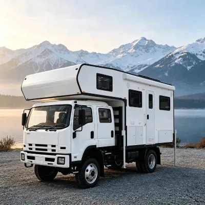 For Modern Expanded Heavy Duty Truck Camper with Awning for off Grid Outdoor Adventure