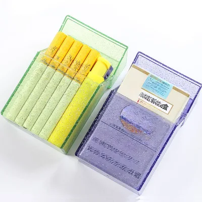 New Style Colored Powder Cigarette Case, Fashionable Wholesale Portable Cigarette Case, 20 Transparent Shiny Cigarette Cases