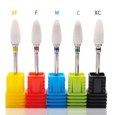 High Quality 3/32\" Manicure Ceramic Nail Drill Bit Corn Bullet Shape for Acrylic Gel Removal High-End Ceramic Nail Drill Bits