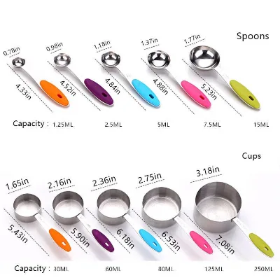 Novelty 2022 Measuring Cups and Spoons Set Stainless Steel Measuring Spoon Heart Measuring Spoons 4pcs 5pcs 6pcs