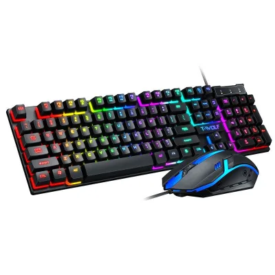 Wired Gaming Keyboard and Mouse Set USB Character Glow Mechanical Feeling Gamer Keyboard Ergonomic Mouse for PC Spanish