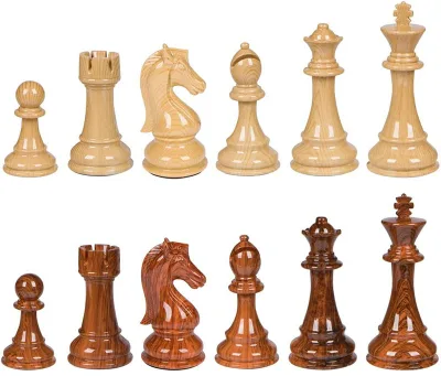 High-Grade 108MM Wood Grain Resin Chess Set Beautiful Design for Children's Play Feel Stable and Generous-Wang Gao