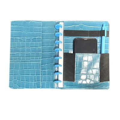 Crocodile PU Leather Hardcover A5 Multi Pockets Planner Cover Agenda Cover