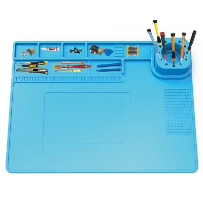 TELIJIA TE-722 Insulating Silicone Mat for Mobile Phones Circuit Board & Welding Repair High-Temperature Resistant Workbench Mat