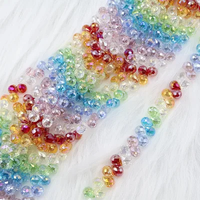 Glass rainbow Shaped Crystal Strawberry Cylinder Diamond Pointed Bead Bundi Octagon Mixed Color Crystal Loose Bead