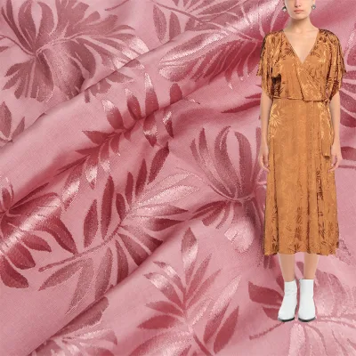 Hot Selling Custom Elastic Brocade Satin Flower Rayon Viscose Jacquard Fabric for Dress