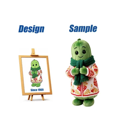 Shengye Brand Toy Manufacturer Cucumber Plush Toy Russian Khokhloma Style Doll PP Cotton Filling for Fruit Vegetable Store Gift