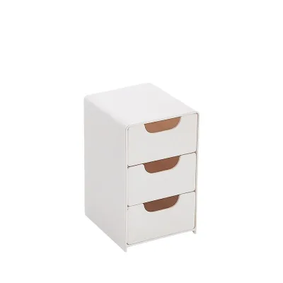 GREENSIDE Mini Plastic Desktop Storage Box 3-Tier Square Drawer-Style Organizer for Cosmetics Jewelry Lipstick Office Use