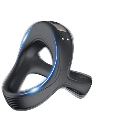 Hot Sale Hotamor HY3657 USB Rechargeable Male Silicone Delay Ring Triple Cross Locking Sperm Ring Soft Feature Newly Designed