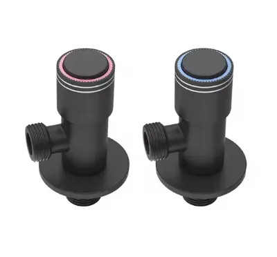 Shower Valve Black Push Button Hot and Cold Water Valve 304 Stainless Steel Angle Cock Valve