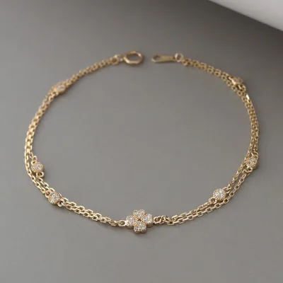 Lucky 18K Gold Plating four leaf clover bracelet 925 sterling silver wholesale