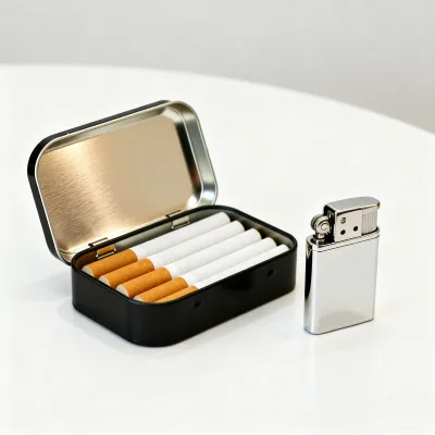 Hot Selling Food Grade Rectangular Tinplate Cigarette Tin Case with Hinged Lid Matte Finish Tobacco Boxes Custom Metal Cans