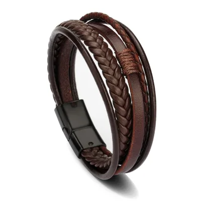Men's Hot Sale Vintage Fashion Jewelry Versatile Leather Strap Hand Braided Bracelet Men's Bracelet Jewelry