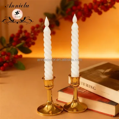ANNIELU Flickering LED Electronic Spiral Taper Candles, Flameless Battery Operated for Wedding Banquet Centerpiece