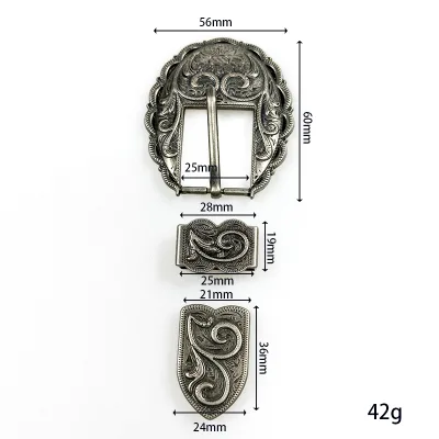 Alloy Retro Printed Sporty Style Die Cast/Carved Plate Buckle Three Piece Set Wholesale Belt Accessories