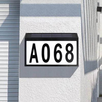 Solar Address Sign With LED Lights Landscape Street Outdoor Solar Illuminated House Number Sign LED Wall Lights Outside