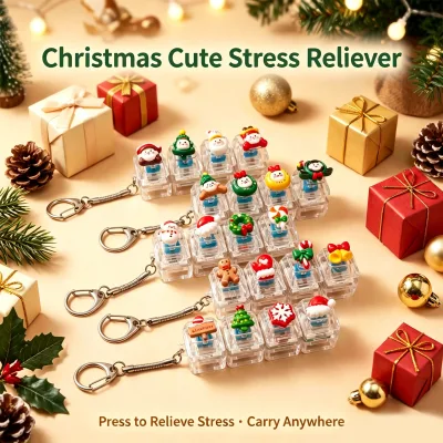 Christmas Theme Custom Fidget Toy Keychain DIY Can Do logo Toy Pendant Xmas Party Low Price Gift for Handbag Car Accessories