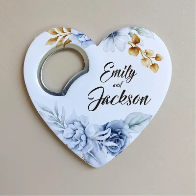 Custom Heart Shape Bottle Opener Fridge Magnets Save the Date Openers