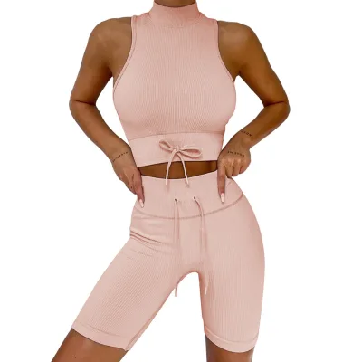 Seamless Compression Yoga Set Soft Stretch Butt Lift Fitness 2 Set Bra and Shorts