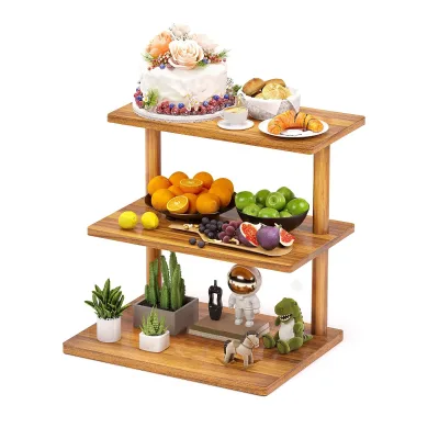 3 Tier Wood Serving Tray Stand Detachable Dessert Display Platter Set Party Appetizer Holder for Home Kitchen
