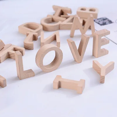 Wholesale Natural Solid Wood Alphabet Letters for DIY Craft Home Decor