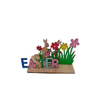 2025 Happy Easter Wooden Table Centerpieces Easter Egg Hunt Decorations Signs for Home Holiday