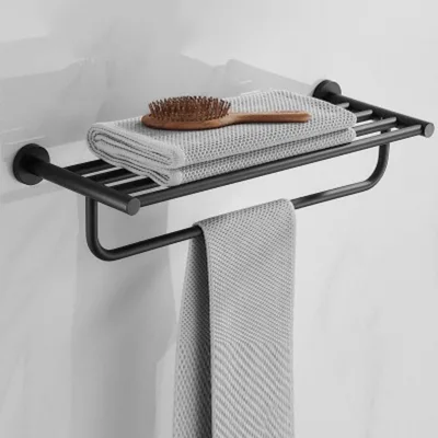 304 Stainless Steel Non-Perforated Towel Rack Hotel Bathroom Storage with Hanging Accessories for Use