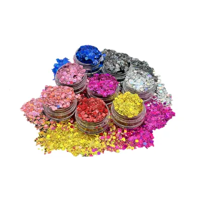Best-selling Coarse-grain Holographic Glitter in Bulk Hexagonal PET Glitter for Wedding and Holiday Party Decorations