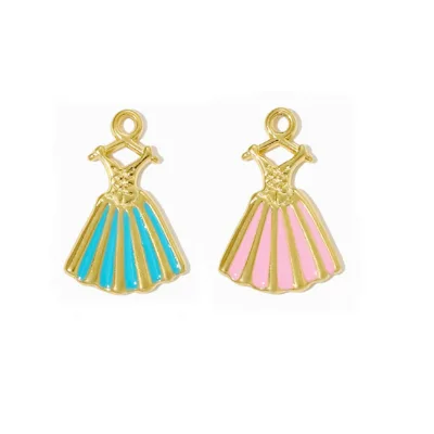 Stainless Steel Metal Enamel Color Dress Pendant Princess Dress Charm for DIY Jewelry Making